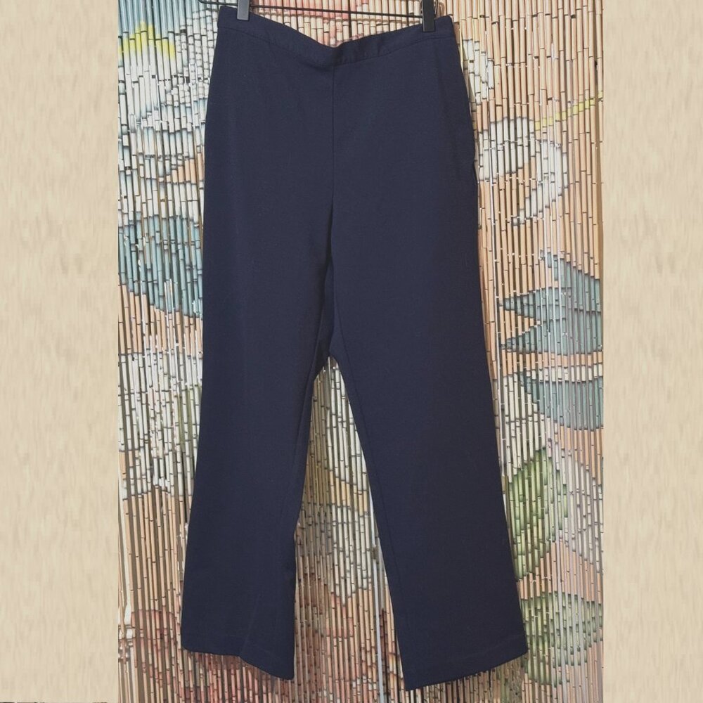Alfred Dunner Classic Straight Leg Pull-On Trouser Pants with Pockets, Navy, 8